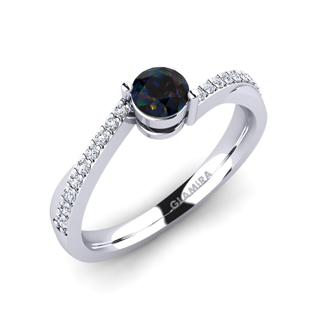950 Platinum Black Opal Engagement Ring Gemma