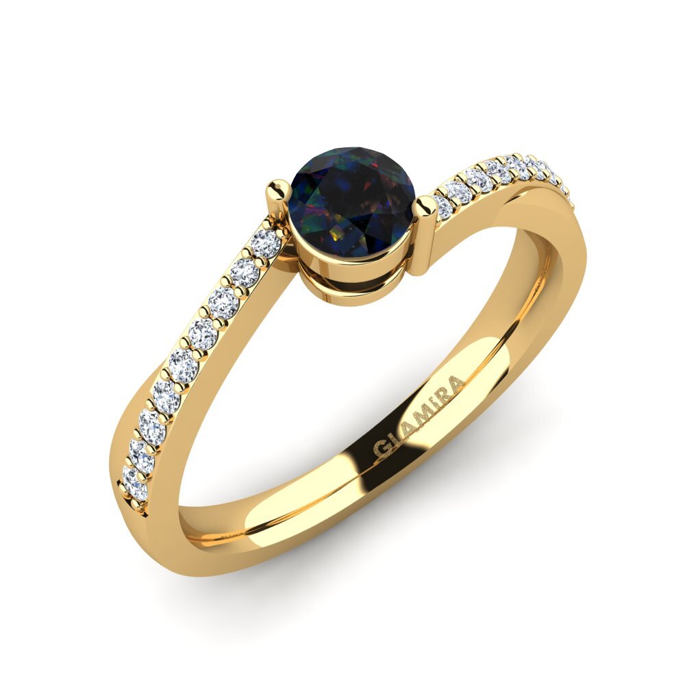 Black Opal Engagement Ring Gemma