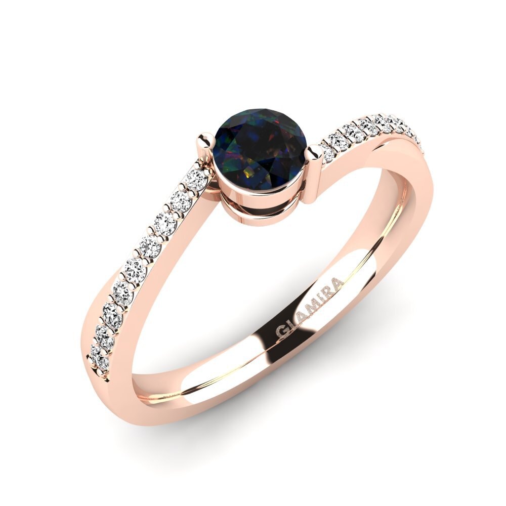18k Oro Rosa Opalo Negro Anillo de compromiso Gemma