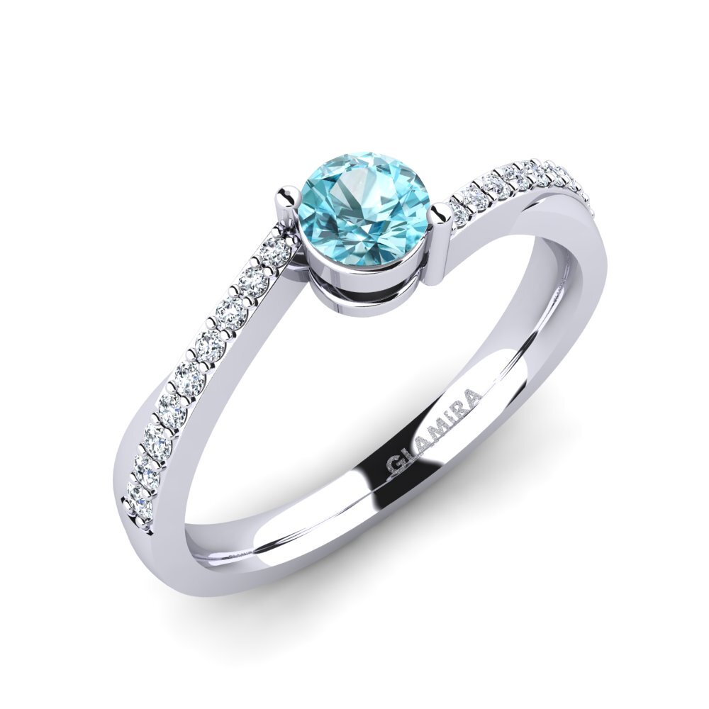 950 Platinum Blue Zircon Engagement Ring Gemma