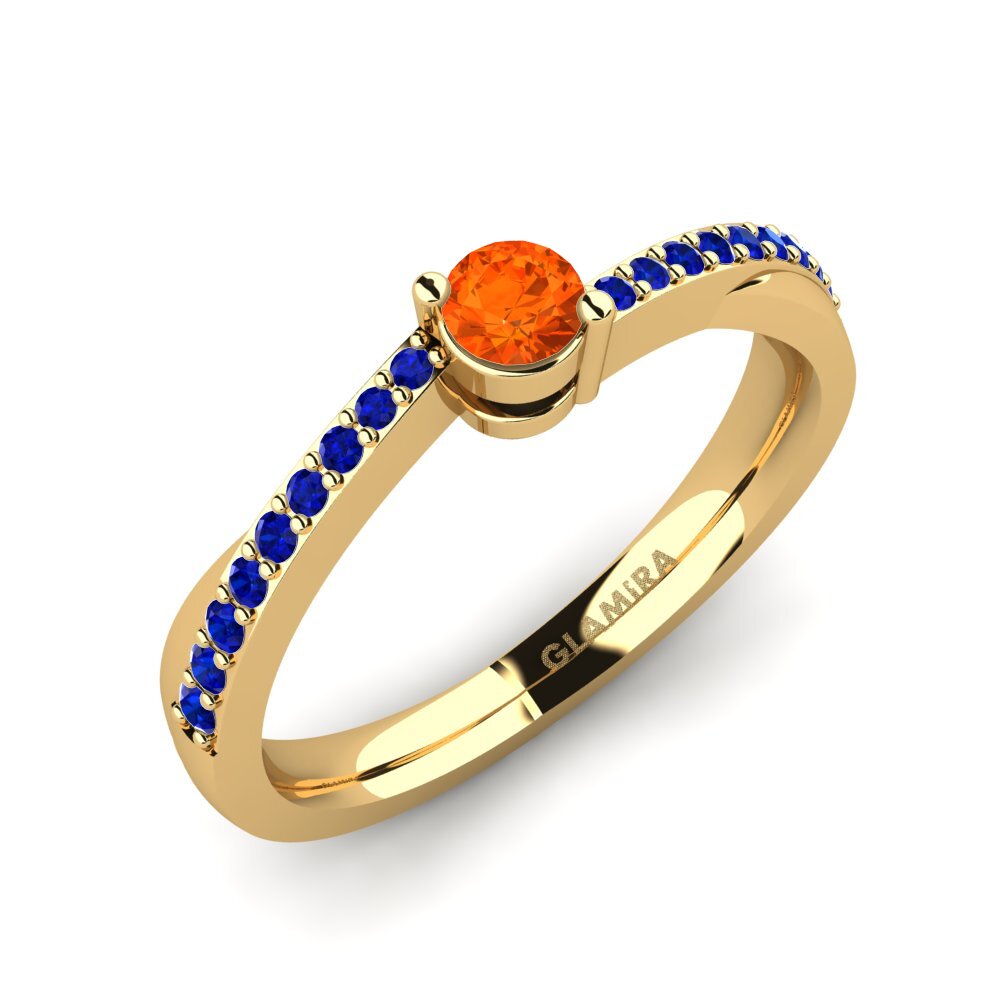 9ct Yellow Gold Fire Opal Engagement Ring Gemma 0.16 crt