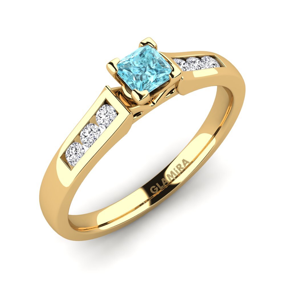 Blue Zircon Engagement Ring Emilia 0.4 crt