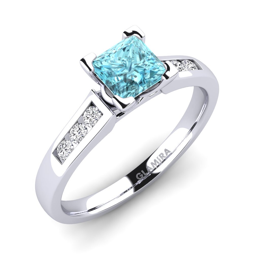 Blue Zircon Engagement Ring Emilia 0.93 crt