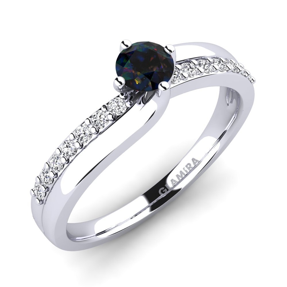 950 Platinum Black Opal Diamonds Ring Lia