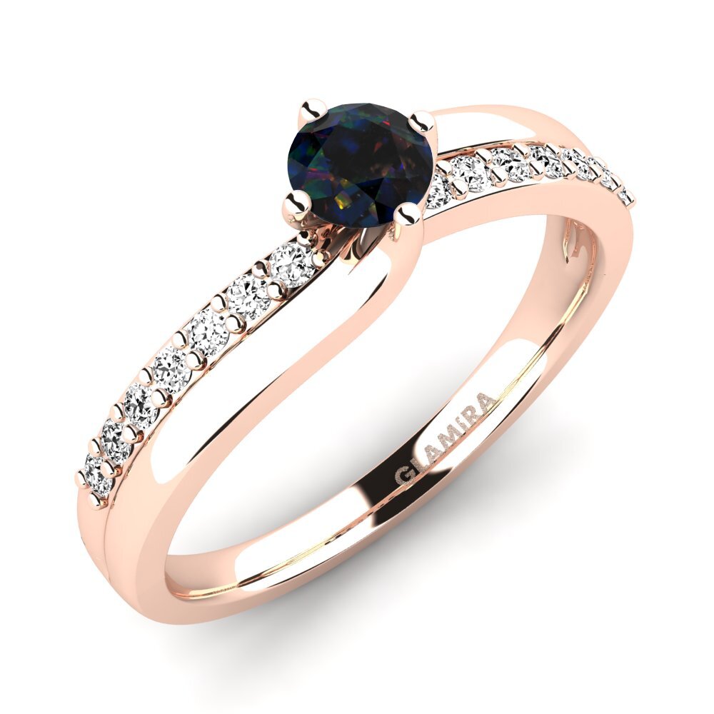 18k Oro Rosa Opalo Negro Anillo de compromiso Lia