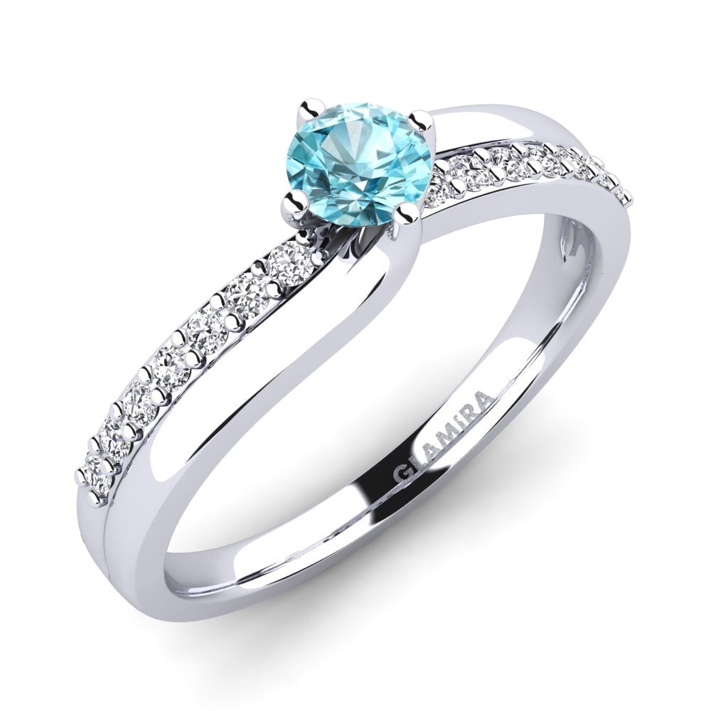 950 Platinum Blue Zircon Diamonds Ring Lia