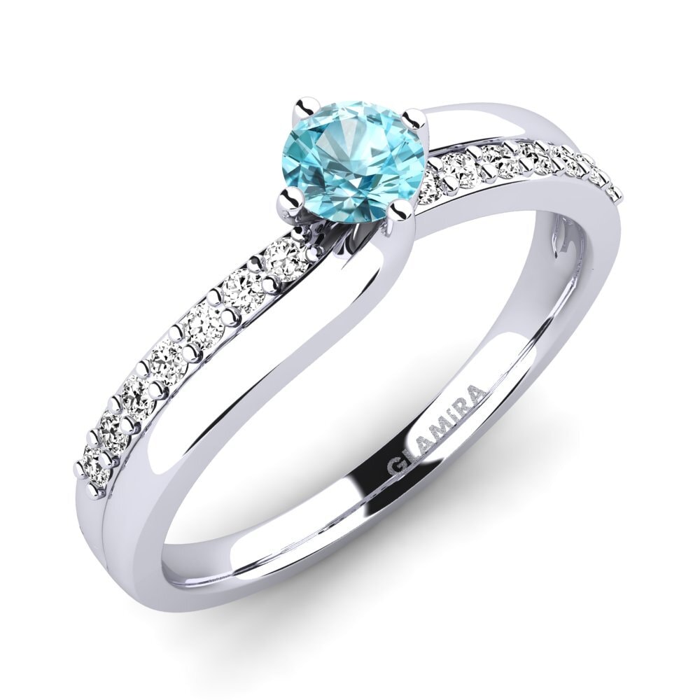 Blue Zircon Diamonds Ring Lia