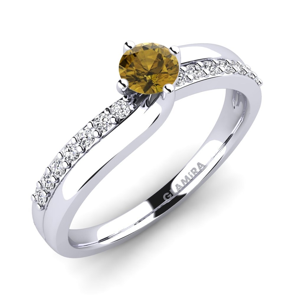 9ct White Gold Brown Zircon Diamonds Ring Lia