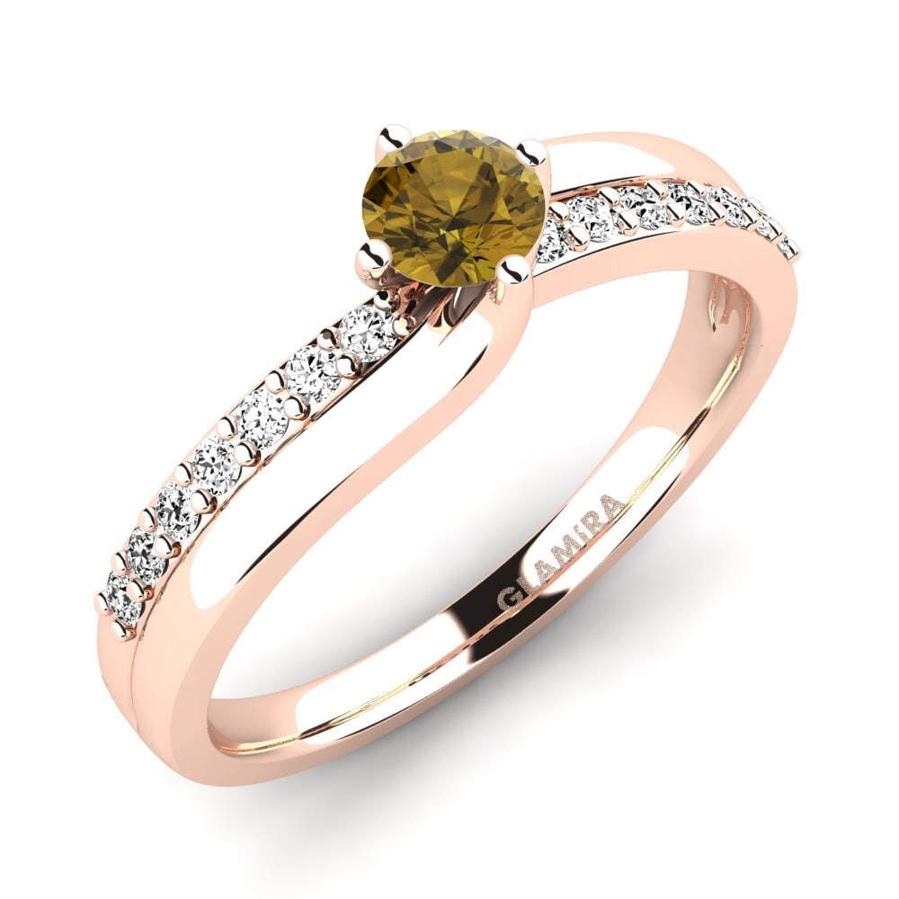 Vàng Hồng 9K Đá Zircon Nâu Nhẫn đính hôn Lia