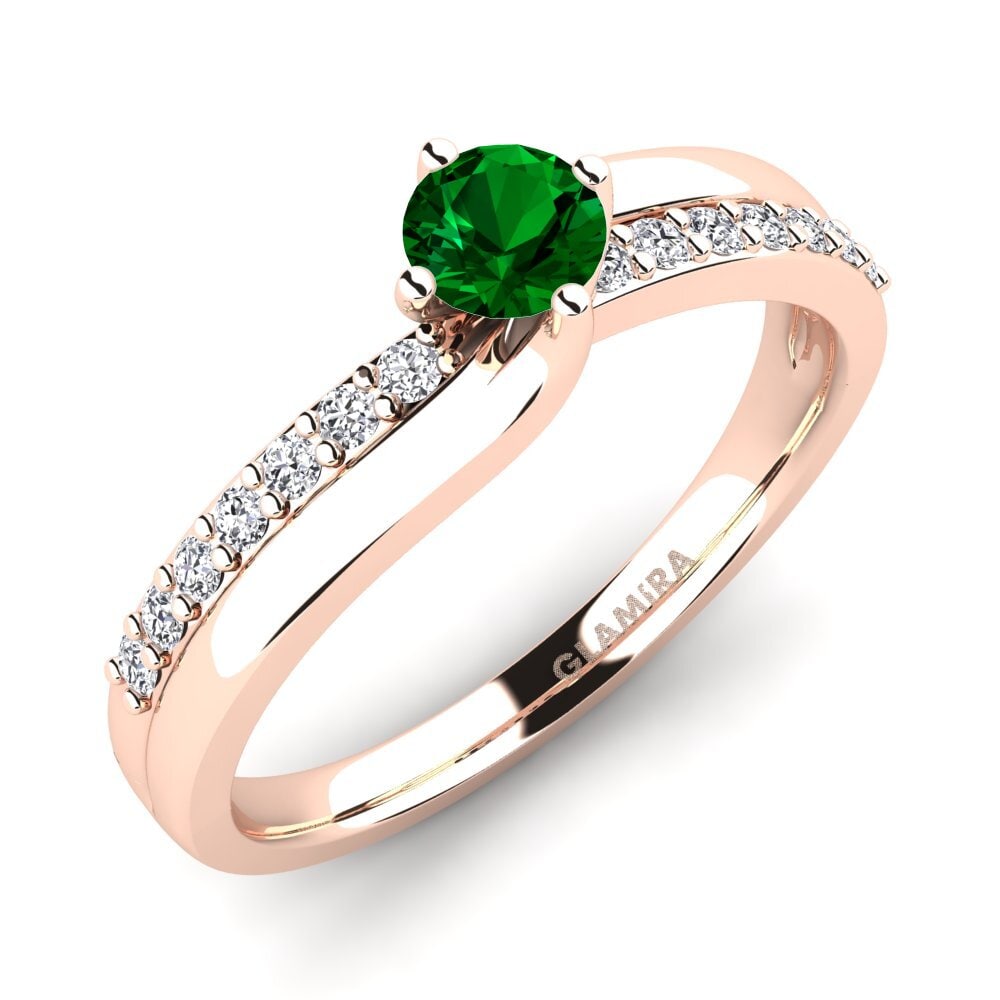 14ct Rose Gold Green Zirconia Diamonds Ring Lia