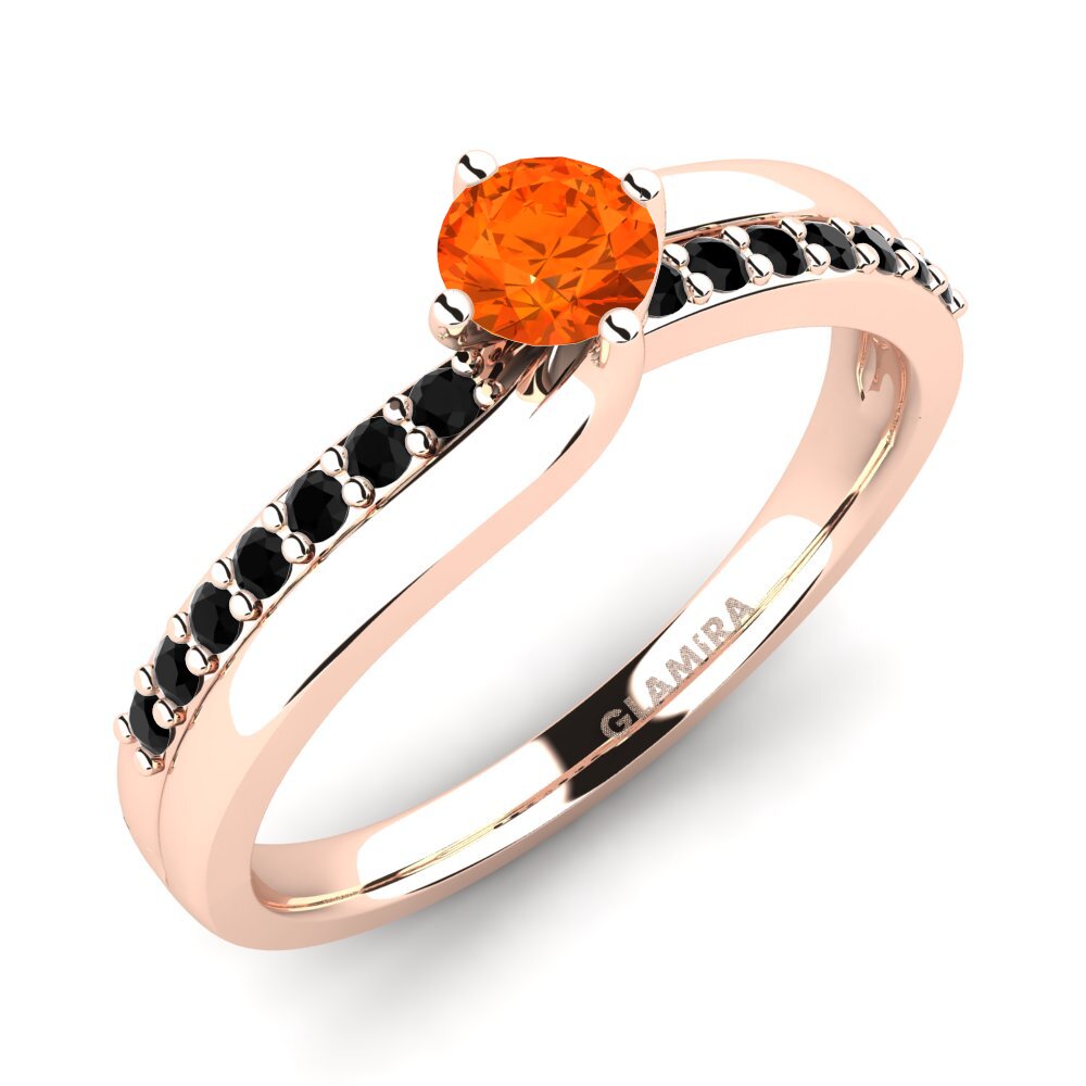 14ct Rose Gold Fire Opal Diamonds Ring Lia