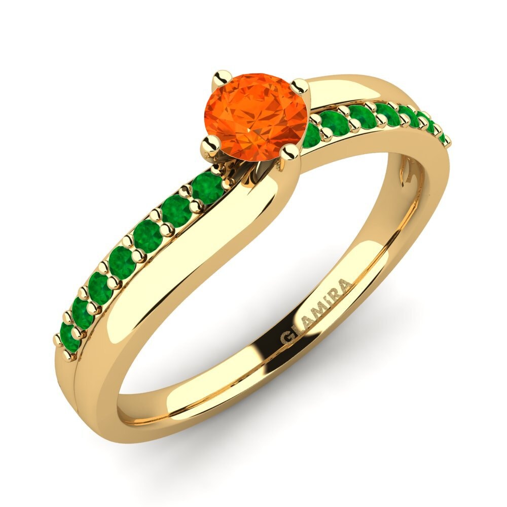 9ct Yellow Gold Fire Opal Diamonds Ring Lia