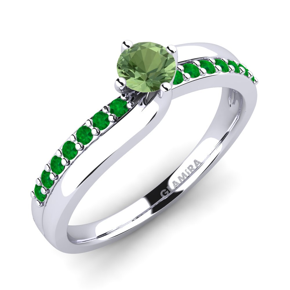 Zafiro Verde Anillo de compromiso Lia