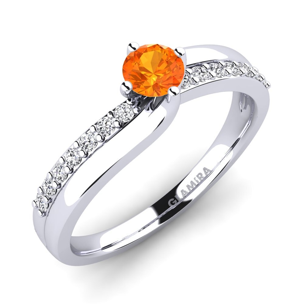Orange Sapphire Diamonds Ring Lia