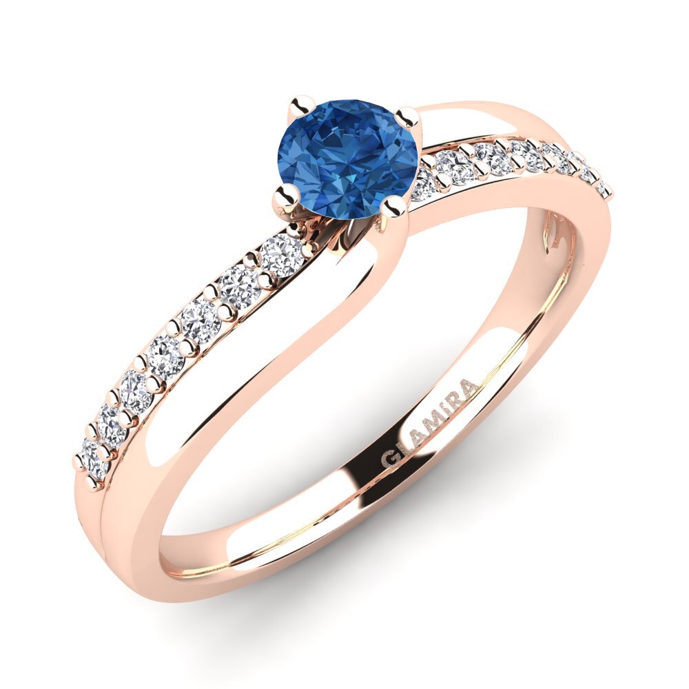 14ct Rose Gold Dark Blue Zirconia Diamonds Ring Lia