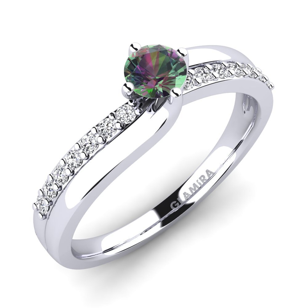950 Platinum Mystic Topaz Diamonds Ring Lia