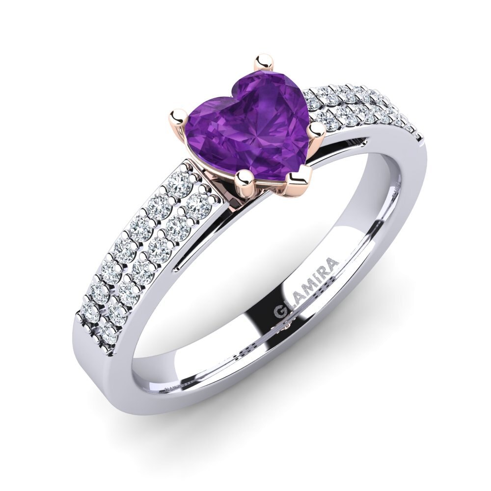 18ct White & Rose Gold Amethyst Engagement Ring Shirley
