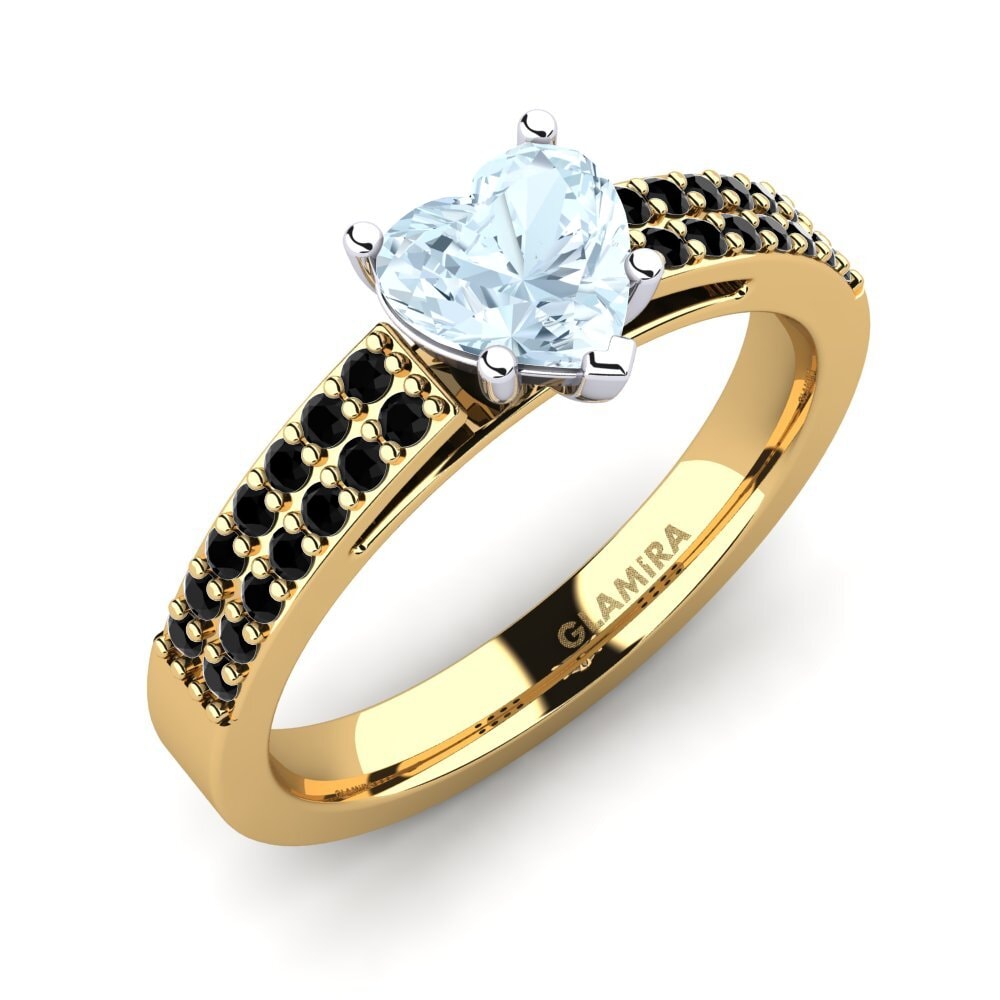 14ct Yellow & White Gold Aquamarine Engagement Ring Shirley