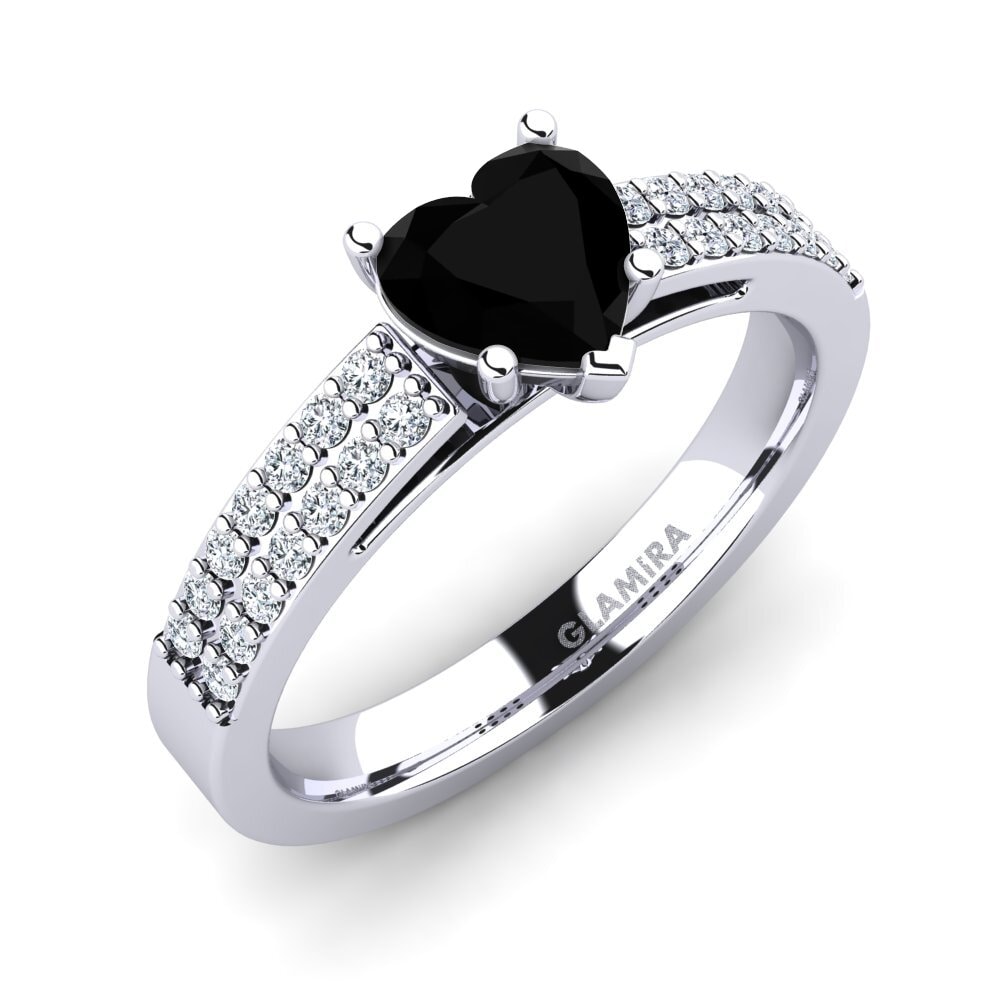 18ct White Gold Black Sapphire Engagement Ring Shirley