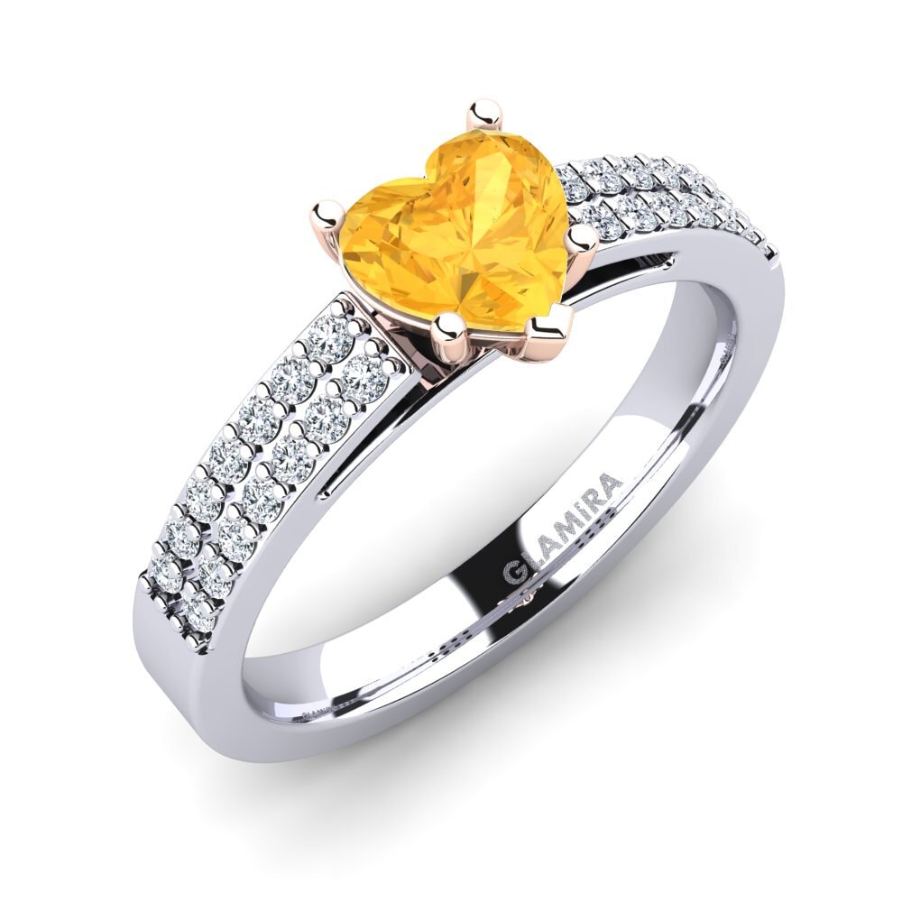 18ct White & Rose Gold Citrine Engagement Ring Shirley
