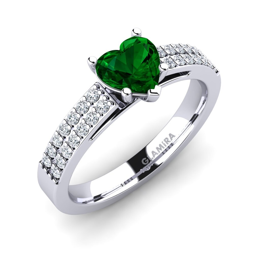 9ct White Gold Green Zirconia Engagement Ring Shirley