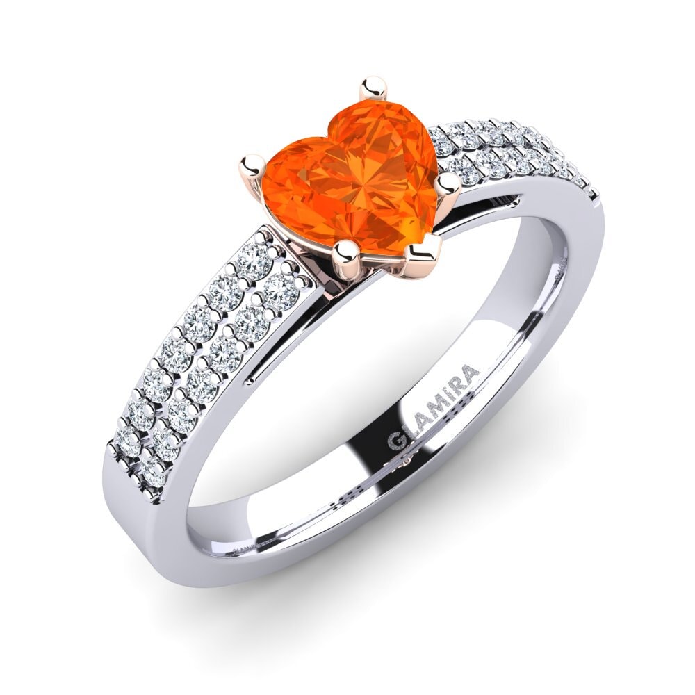 18ct White & Rose Gold Fire Opal Engagement Ring Shirley