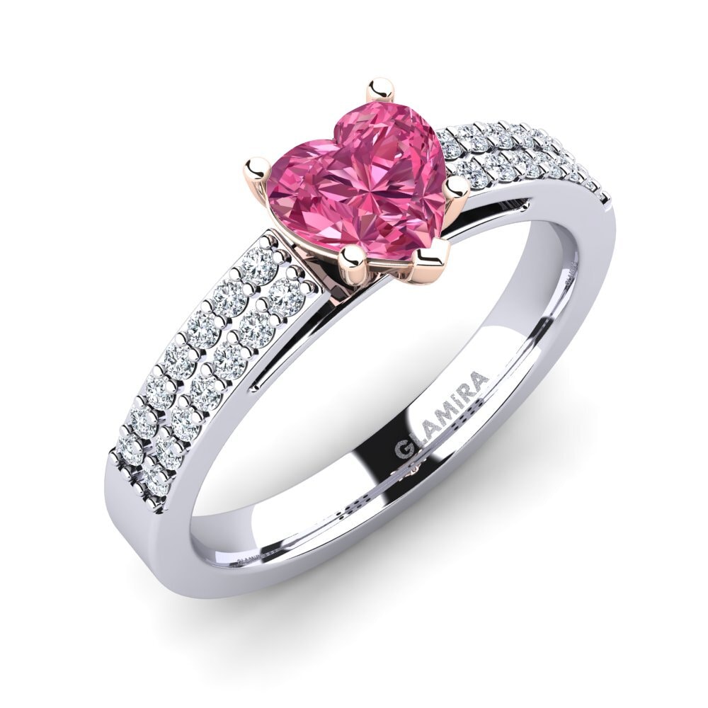 14ct White & Rose Gold Pink Tourmaline Engagement Ring Shirley