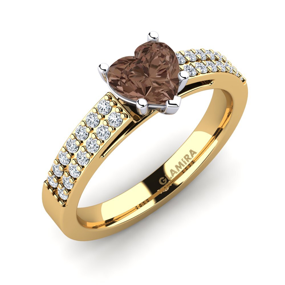 14ct Yellow & White Gold Smoky Quartz Engagement Ring Shirley