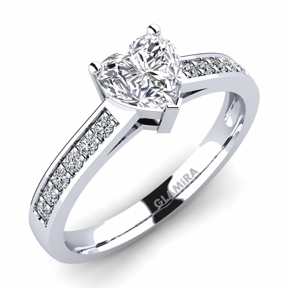 心形 單鑽密鑲 實驗室培育鑽石 訂婚戒指 Tina