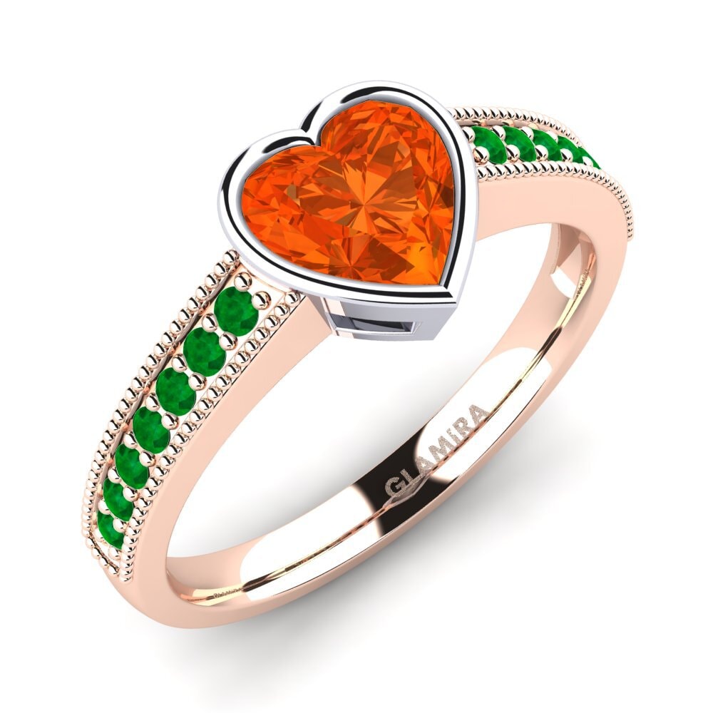 18K Rose & White Gold Fire-Opal Engagement Ring Chole