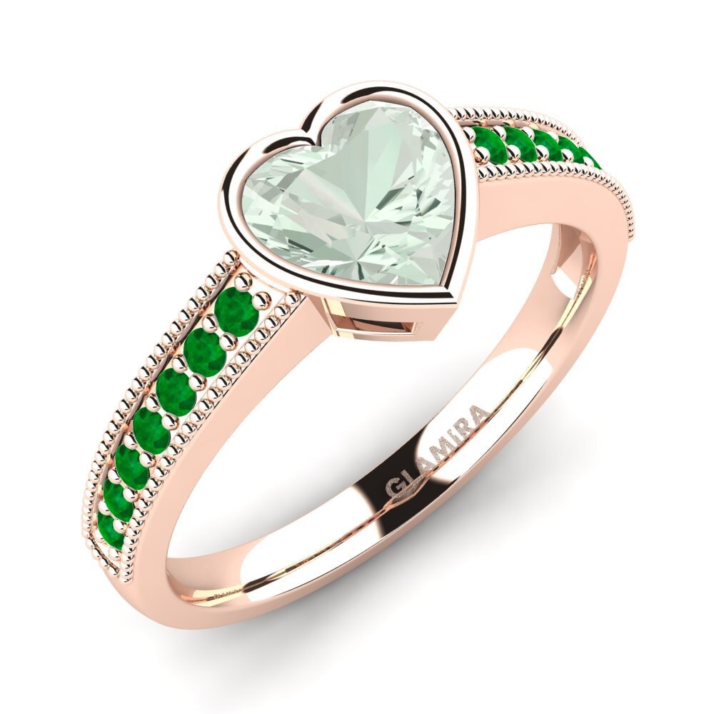 18k Oro Rosa Amatista verde Anillo de compromiso Chole