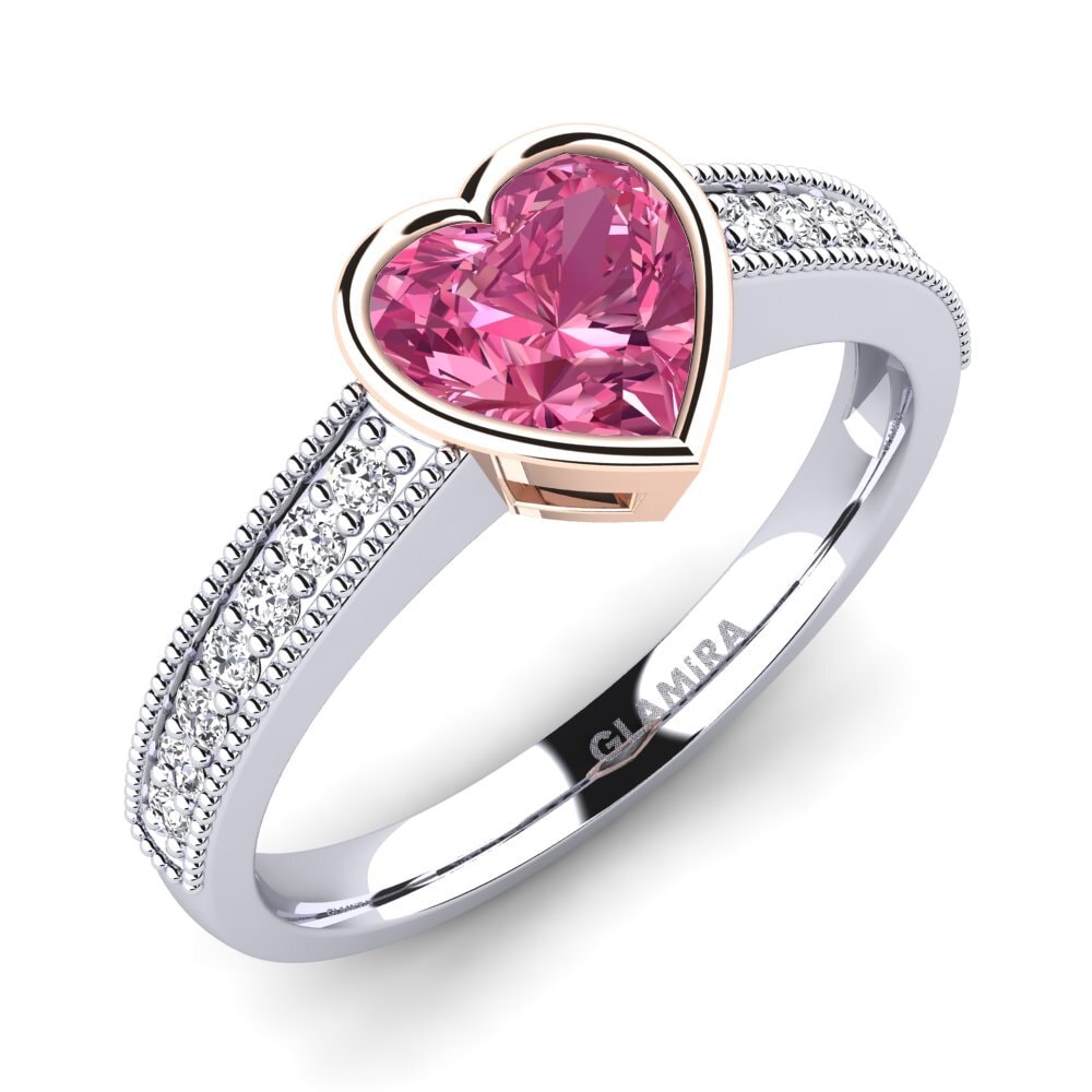 14ct White & Rose Gold Pink Tourmaline Engagement Ring Chole