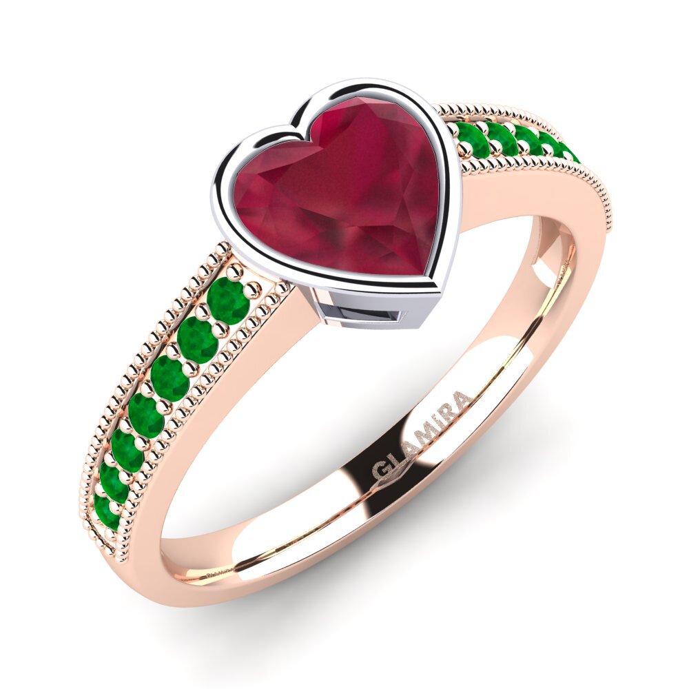 14K Rood & Wit Goud Robijn Verlovingsring Chole