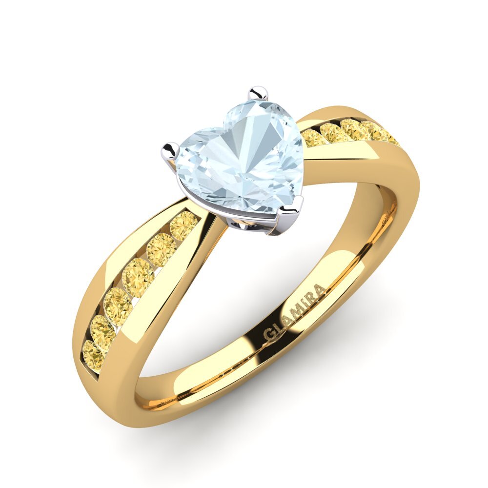 14ct Yellow & White Gold Aquamarine Engagement Ring Nicole