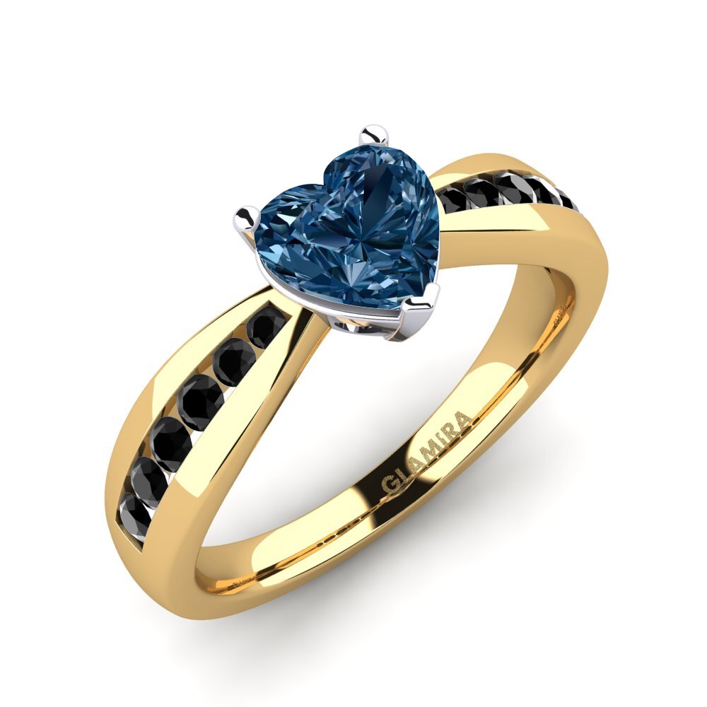 18k Oro Amarillo & Blanco Anillo de compromiso Nicole