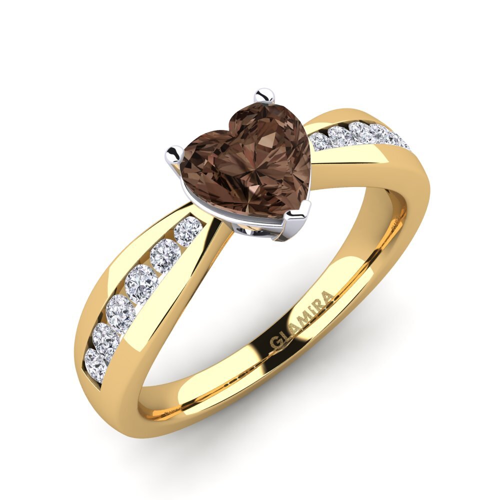 14ct Yellow & White Gold Smoky Quartz Engagement Ring Nicole
