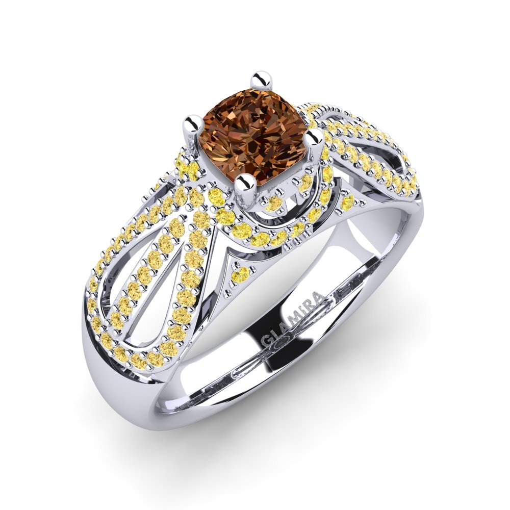 14ct White Gold Cushion Engagement Ring Guerline
