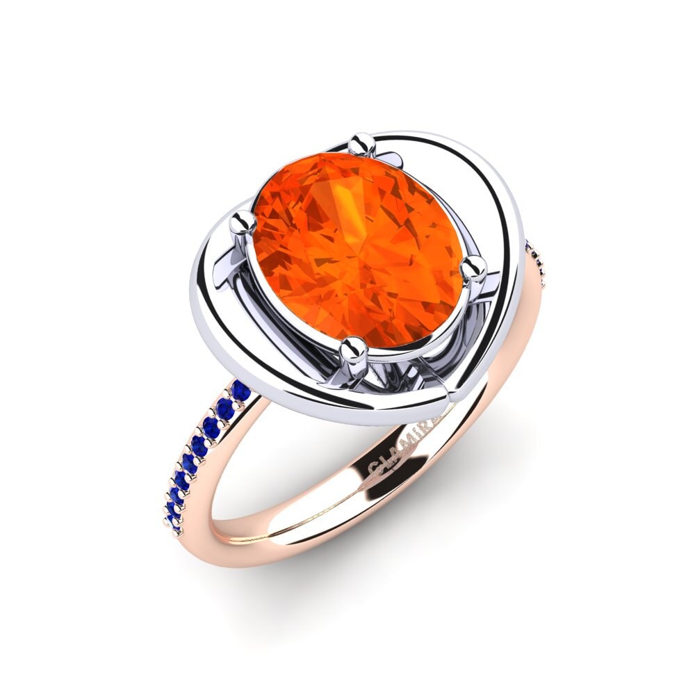 18K Rose & White Gold Fire-Opal Engagement Ring Johila