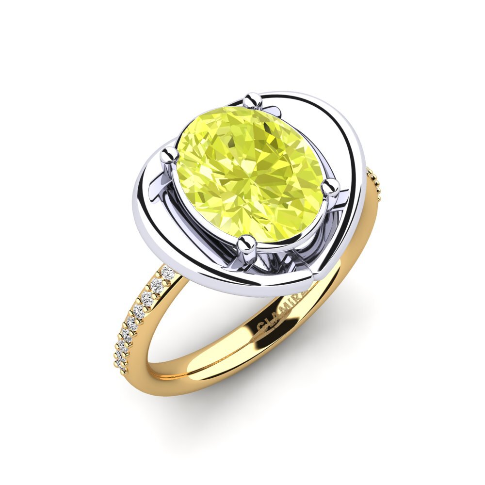 14ct Yellow / White Gold Lemon Quartz Engagement Ring Johila