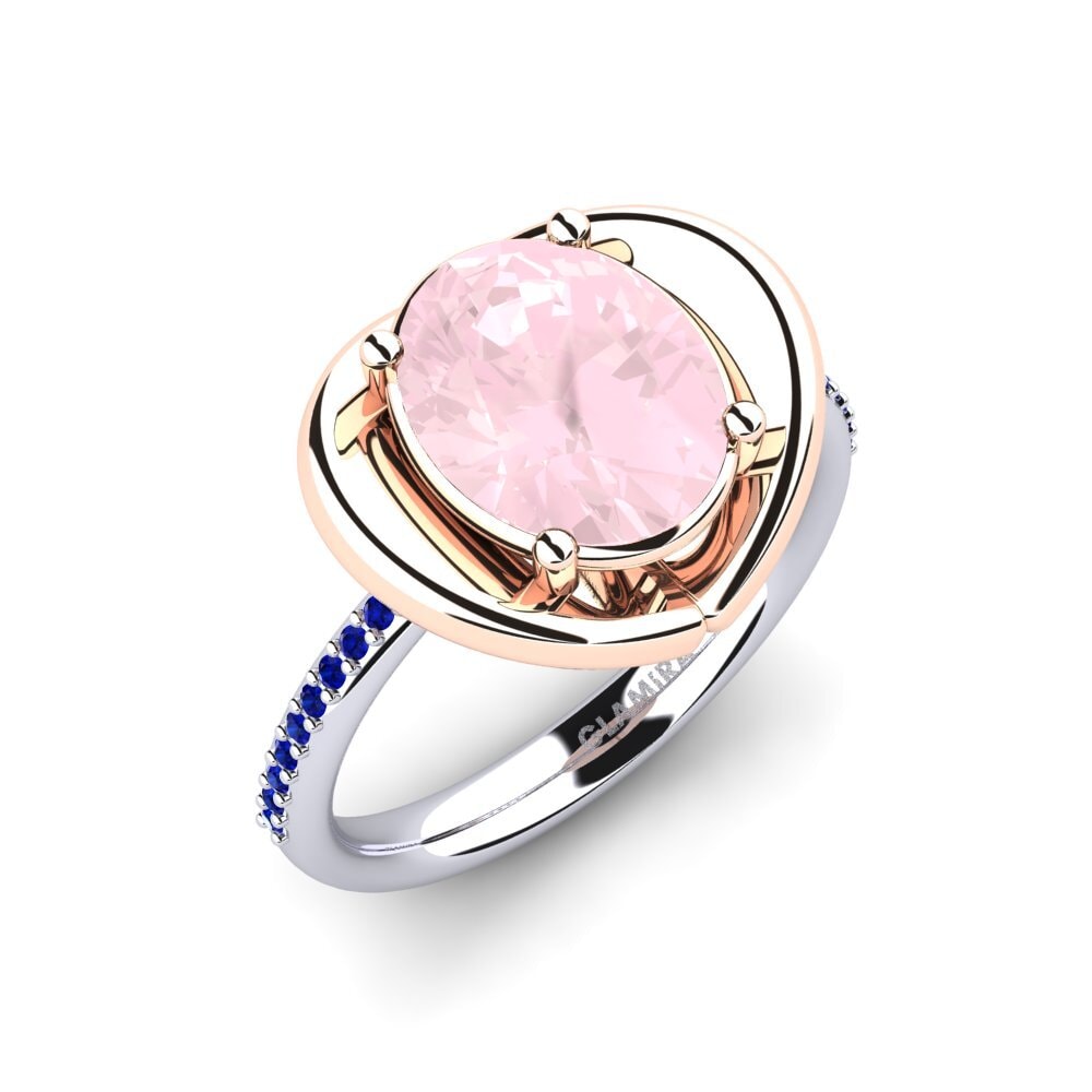 18K White & Rose Gold Rose Quartz Engagement Ring Johila
