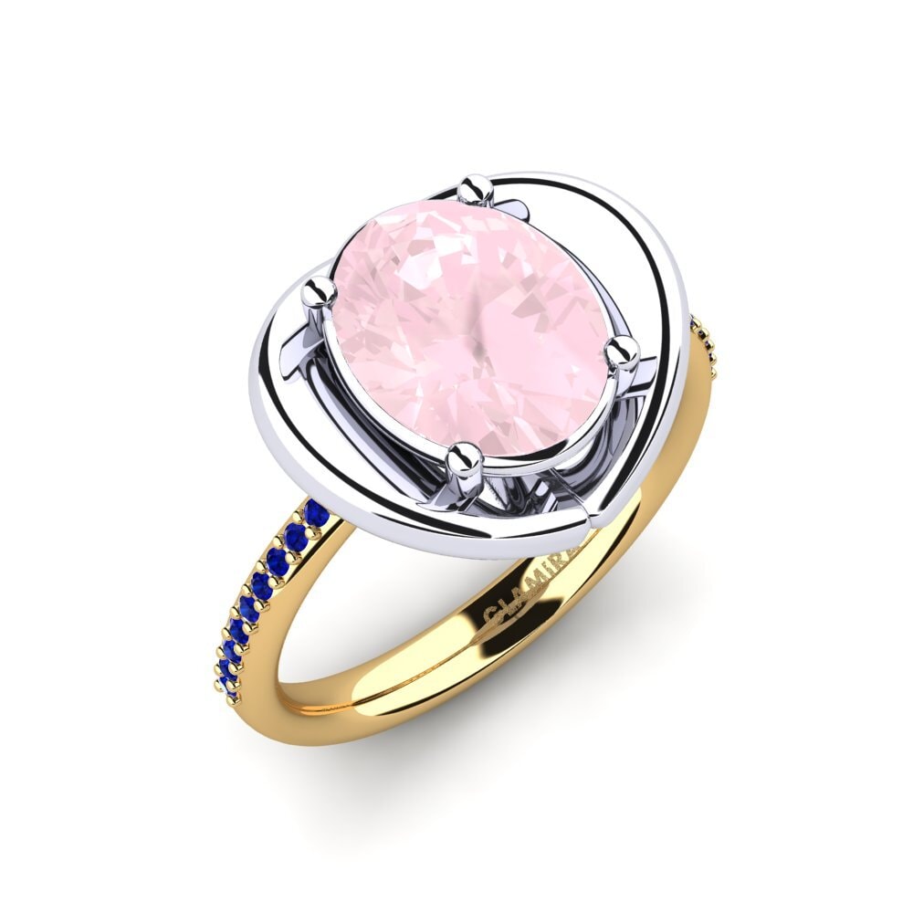 18K Yellow & White Gold Rose Quartz Engagement Ring Johila