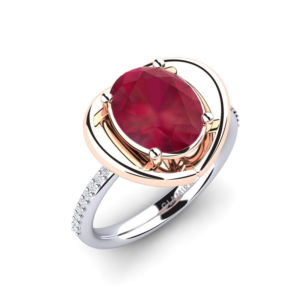 14ct White & Rose Gold Ruby Engagement Ring Johila