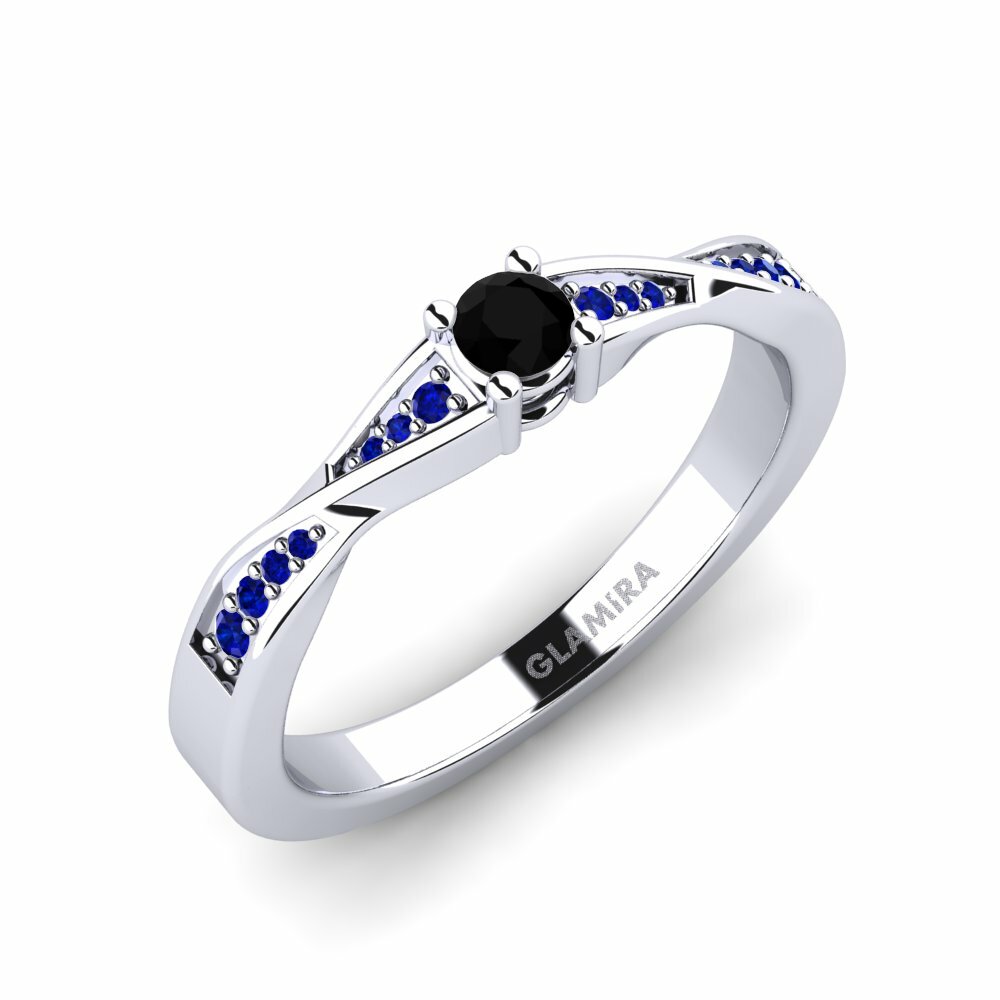 Shop for 0.1 Carat Round cut 18k White Gold Black Diamond Engagement Ring Kabena GLAMIRA Malta