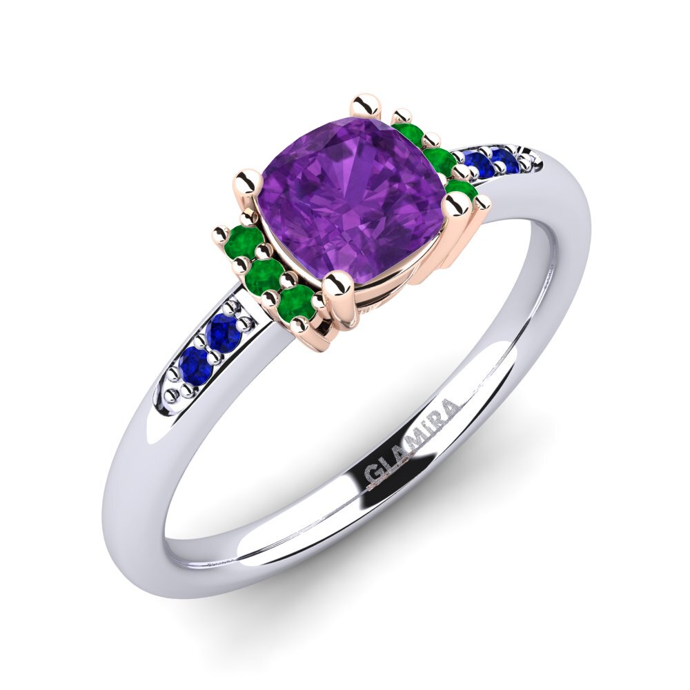 14K Wit & Rood Goud Amethist Verlovingsring Lenny