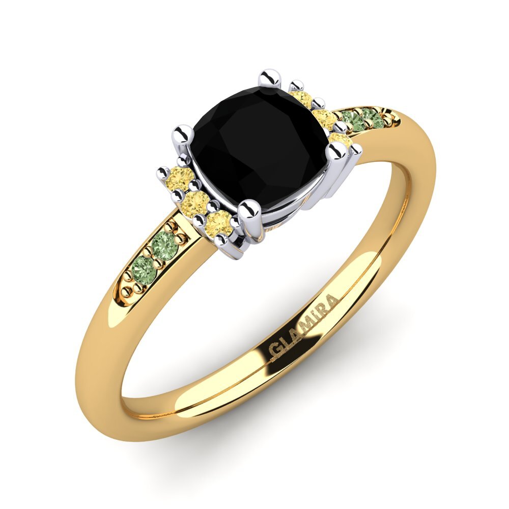18k Oro Amarillo & Blanco Anillo de compromiso Lenny