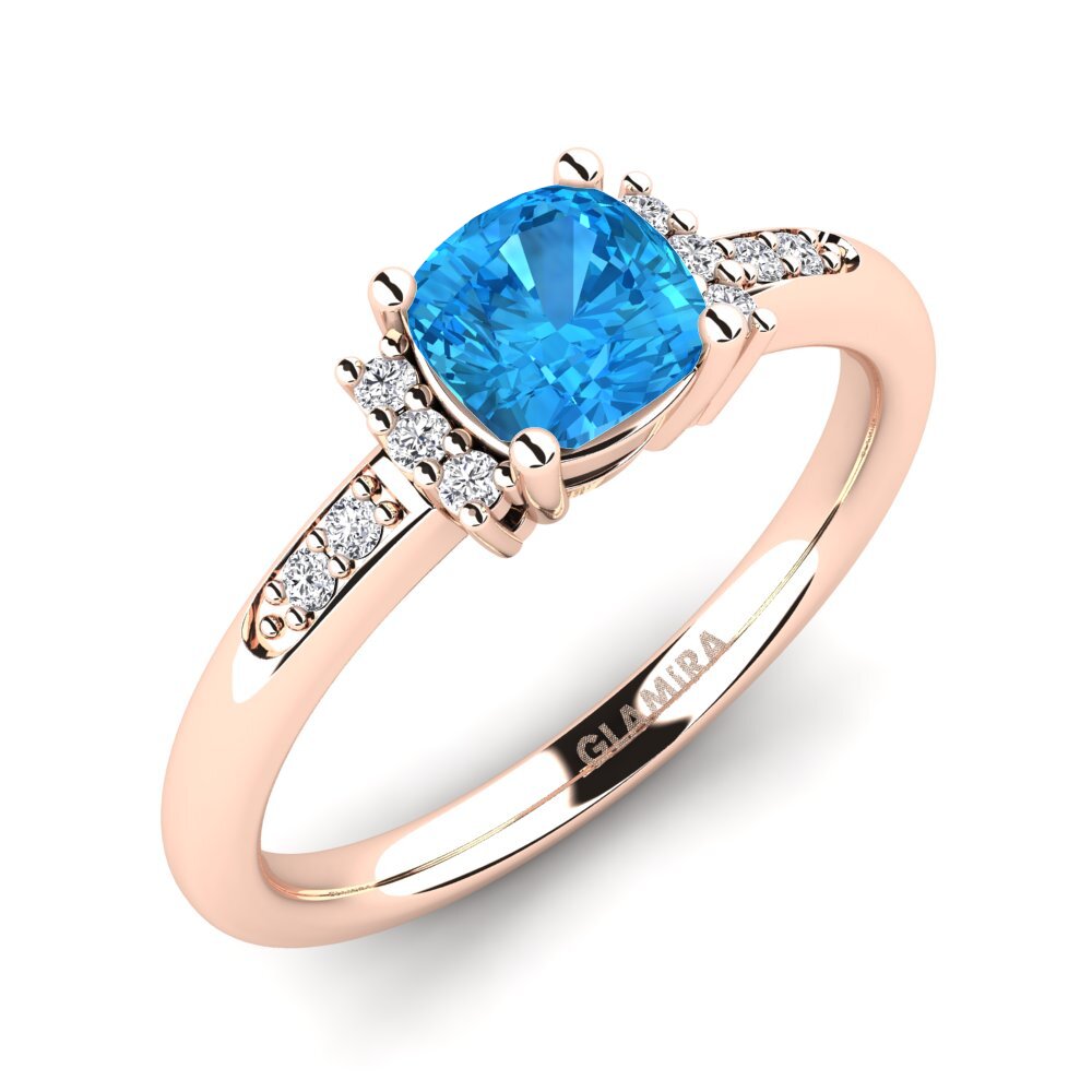 14ct Rose Gold Blue Topaz Engagement Ring Lenny