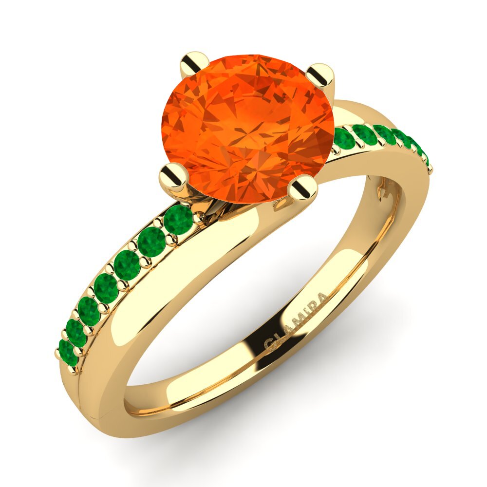 9ct Yellow Gold Fire Opal Engagement Ring Lia 2.0 crt