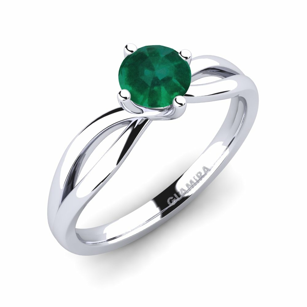 Classic Solitaire Engagement Rings Layla 0.5 Crt 585 White Gold Emerald