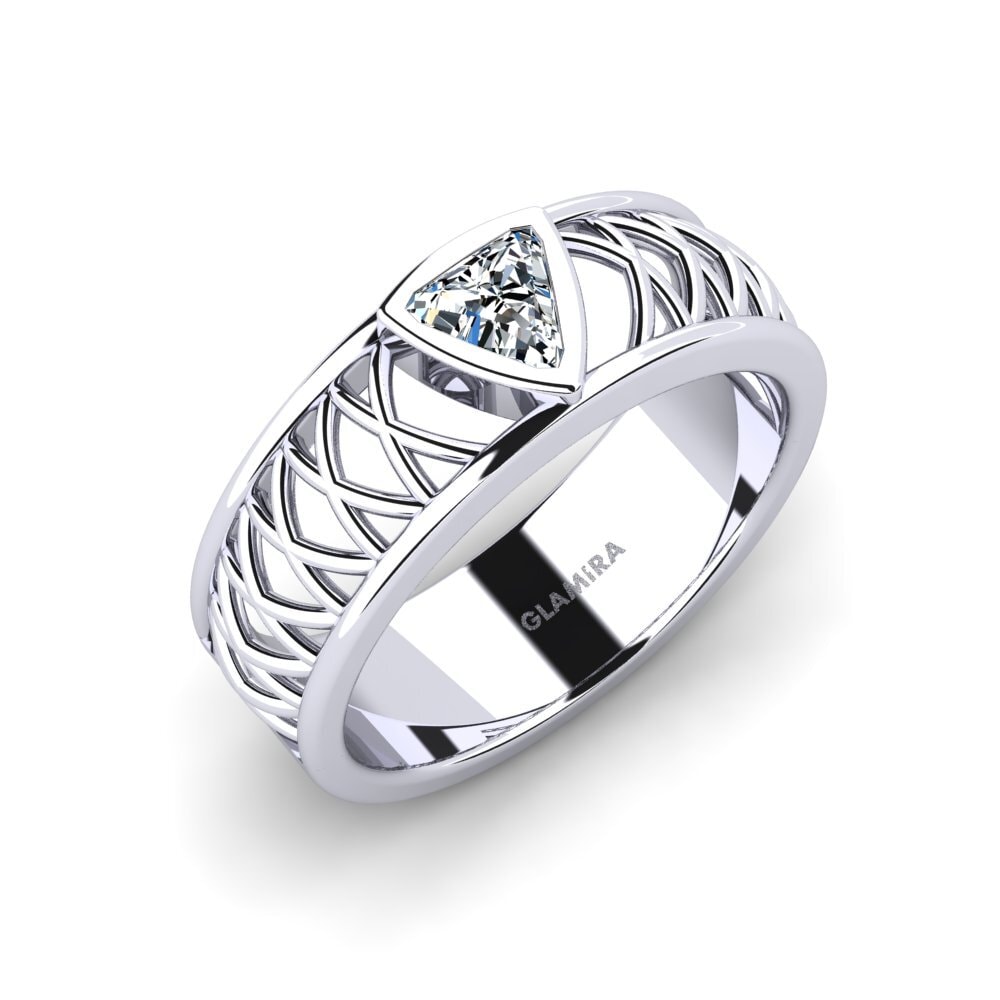 14ct White Gold Zirconia Men's Ring Layton