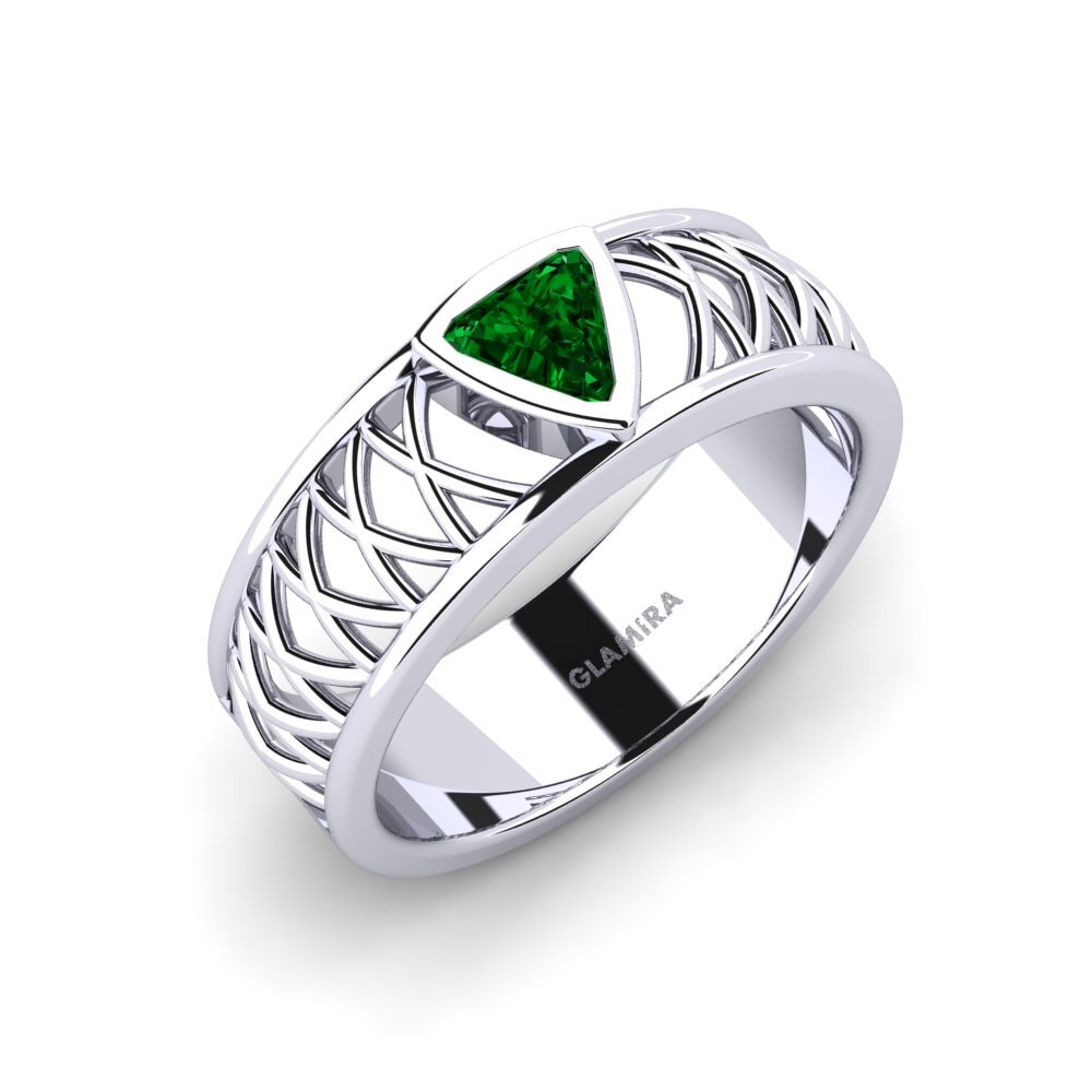 9ct White Gold Green Zirconia Men's Ring Layton